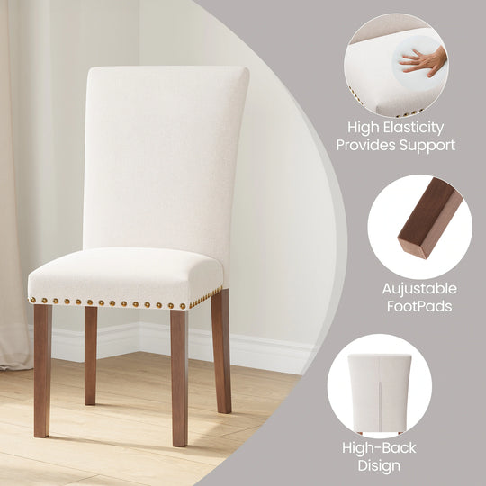 RENEWLINE Dining Chairs, Fabric with Nailhead Trim and Wood Legs