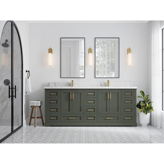 Willow Collection 84 in W X 22 in D X 36 in H Boston Double Bowl Sink Bathroom Vanity with Countertop