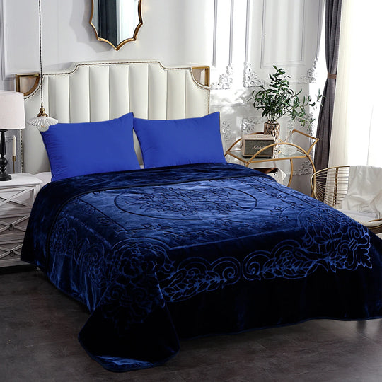 Embossed Floral Bed Blanket 85"X95" - 9Lbs