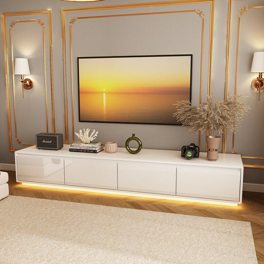 Chic Led-Lit Media Console for Stylish Homes Entertainmnet Center - 70.9"
