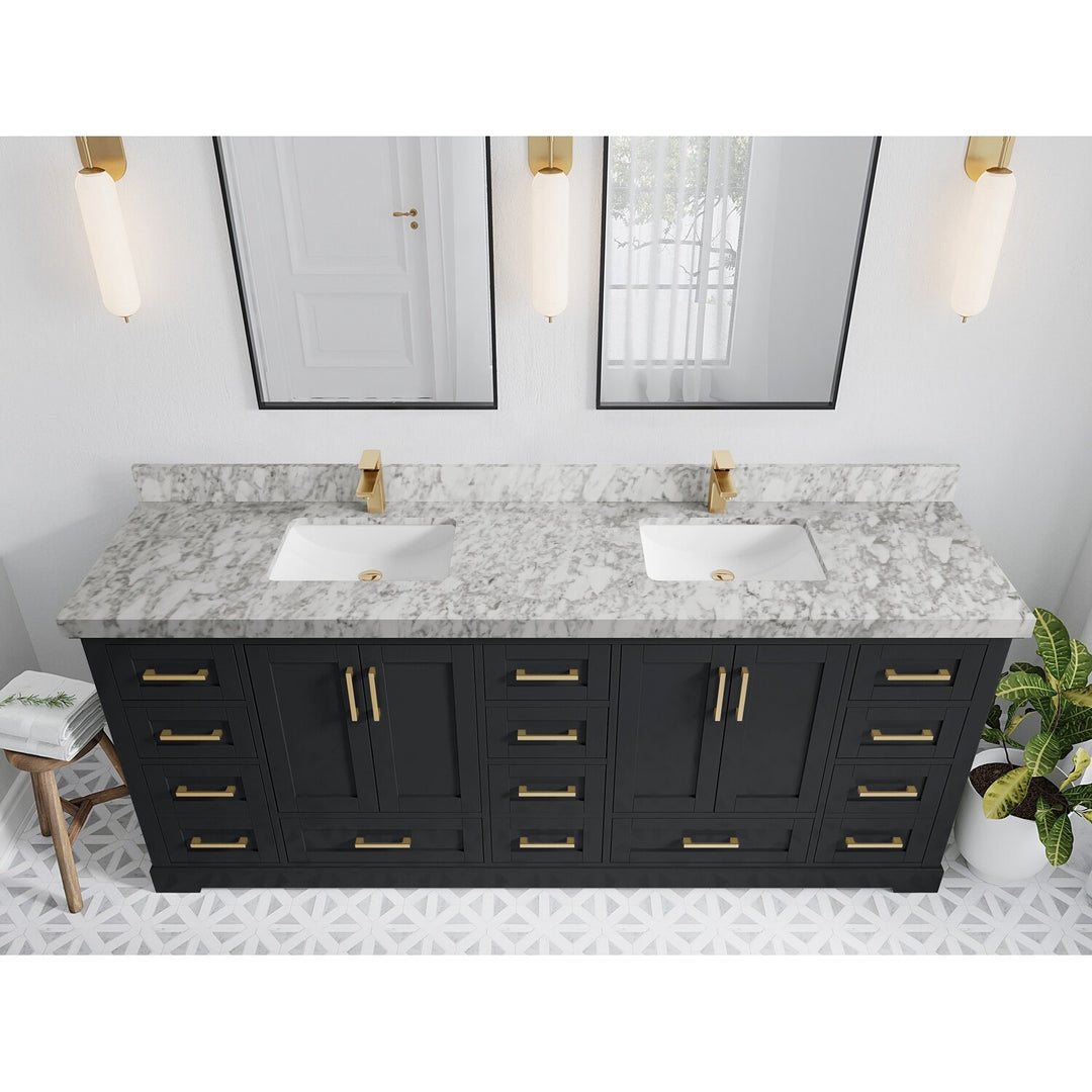 Willow Collection 84 in W X 22 in D X 36 in H Boston Double Bowl Sink Bathroom Vanity with Countertop