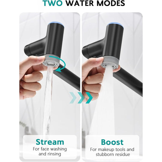 Rotatable Single Hole Bathroom Sink Faucet with Built-In Filter, Temperature Display in Fahrenheit, 2 Water Modes
