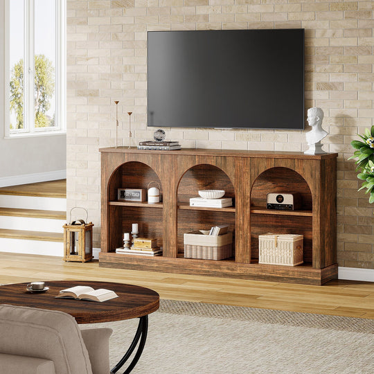 Farmhouse TV Stand for Tvs up to 65 Inches, Farmhouse Entertainment Center with Storage