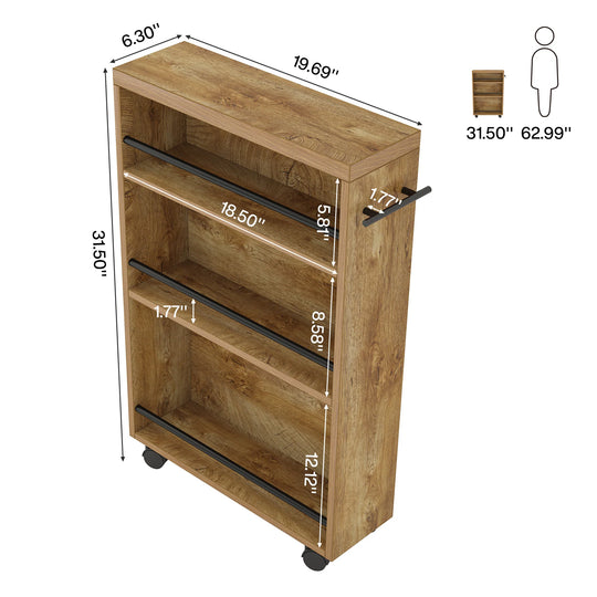 Slim Storage Cart, Rolling Narrow Kitchen Cart on Wheels