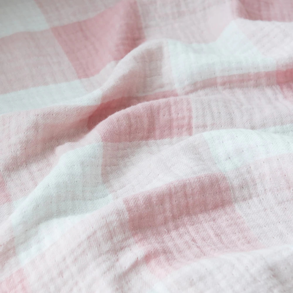 WHOLINENS Cotton Four Layers Muslin Gauze Picnic Throw Blanket Reversible