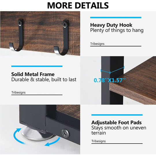 Entryway Coat Rack Shoe Bench Set, Industrial Hall Tree Coat Shoe Rack