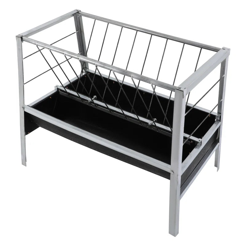 Large Capacity Livestock Feed Trough 2-In-1 Grain& Hay Feeder for Goats Sheep