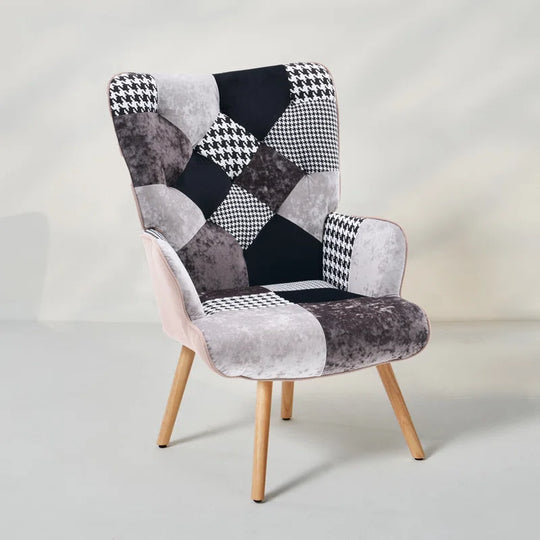 Heidegard Floral Accent Chair Modern High Back Arm Chair, Colorful Patchwork Reading Chairs for Bedroom