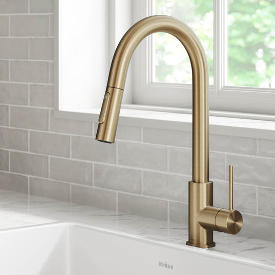 2-Function 1-Handle 1-Hole Pulldown Sprayer Brass Kitchen Faucet
