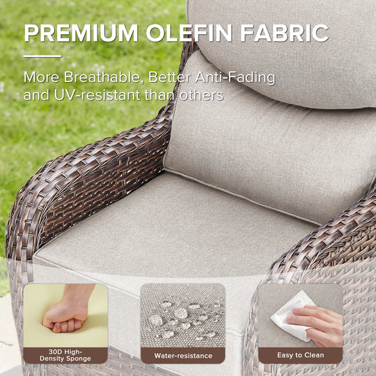 7-Piece Patio Furniture Set with Swivel Glider Chairs, 6-Inch Ultra-Plush Cushions & Water-Resistant Olefin Fabric