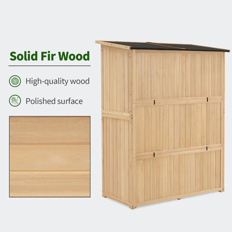 Outdoor Storage Cabinet Shed, Shuttered Doors with Lock, Wooden 0709 / 0808 / 1900