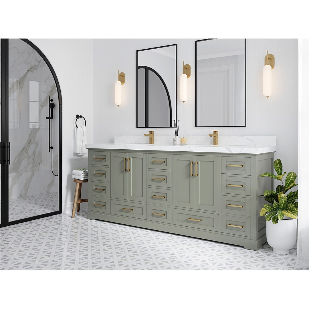 Willow Collection 84 in W X 22 in D X 36 in H Boston Double Bowl Sink Bathroom Vanity with Countertop