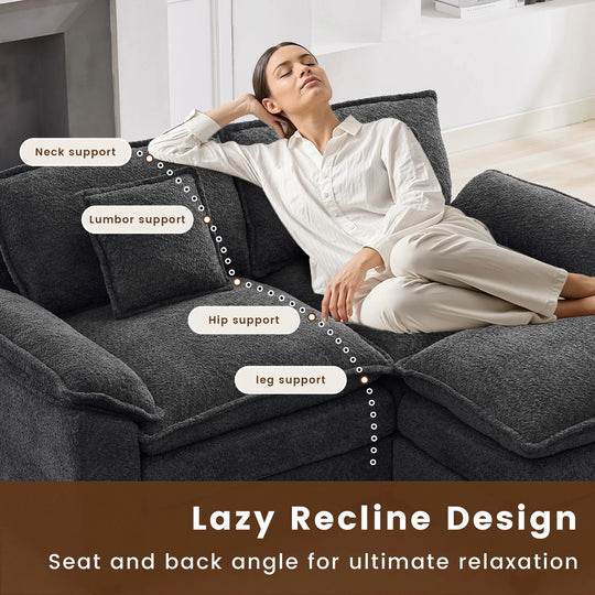 Modular Chenille Sectional Sofa with Ottomans, Deep Seat, Wide Padded Armrests, 2-Seat / 3-Seat / 4-Seat Options