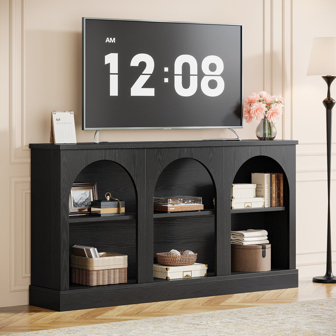 Farmhouse TV Stand for Tvs up to 65 Inches, Farmhouse Entertainment Center with Storage