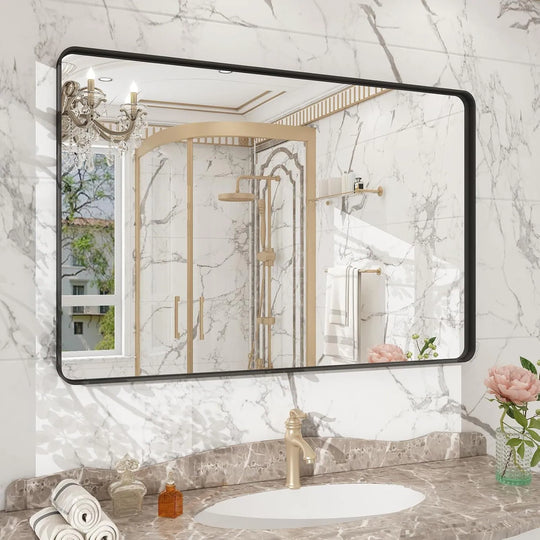 Aluminum Alloy Framed Tempered Glass Wall Decor Vanity Bathroom Mirror