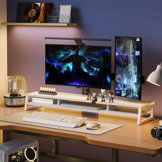 Fenge Dual Monitor Stand Riser for Desk, 42.5In Large Monitor Stand for 2 Monitor - 42.5X9.2X5.4 Inches
