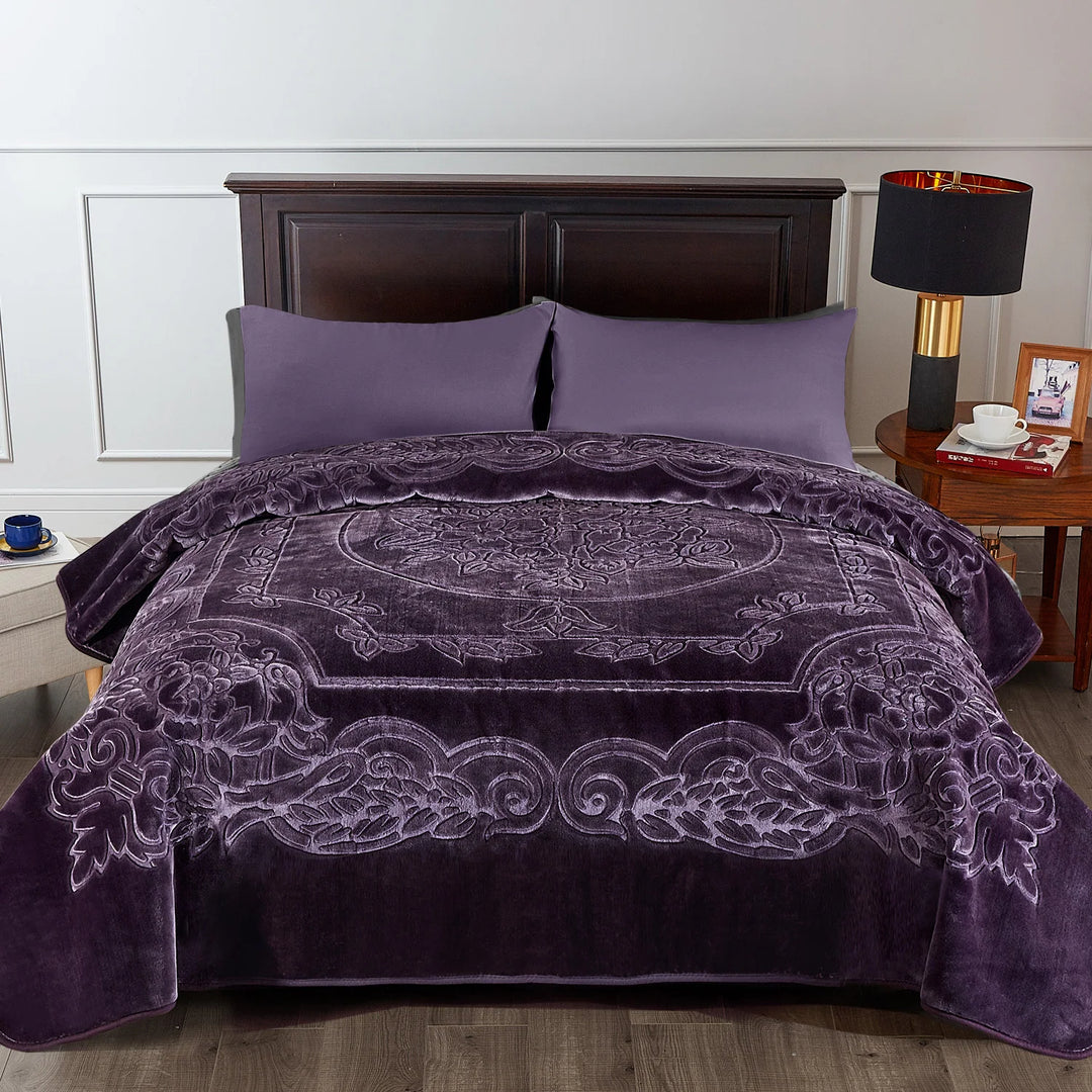 Embossed Floral Bed Blanket 85"X95" - 9Lbs