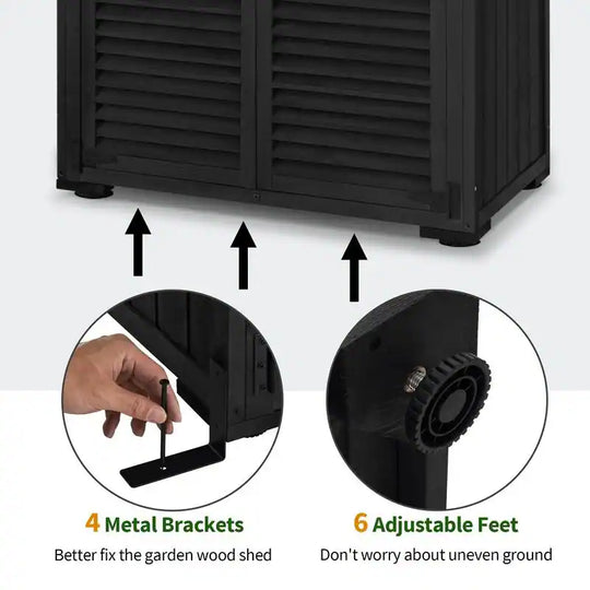 Outdoor Storage Cabinet Shed, Shuttered Doors with Lock, Wooden 0709 / 0808 / 1900