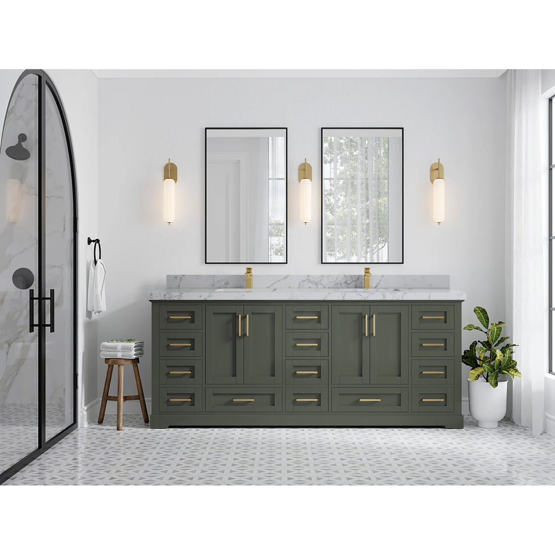 Willow Collection 84 in W X 22 in D X 36 in H Boston Double Bowl Sink Bathroom Vanity with Countertop