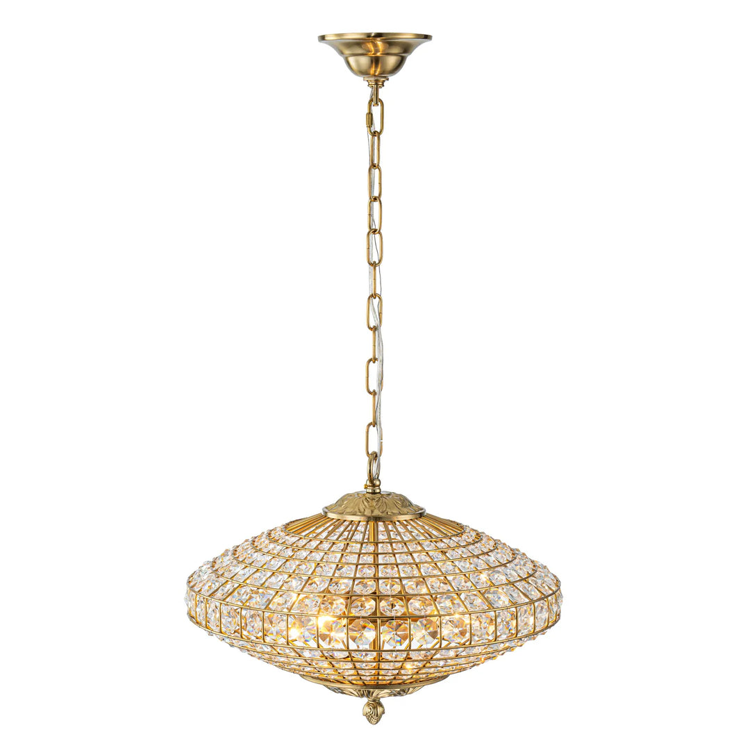 Retro French 4/5-Light Antique Brass Globe Crystal Chandelier for Living/Dining Room