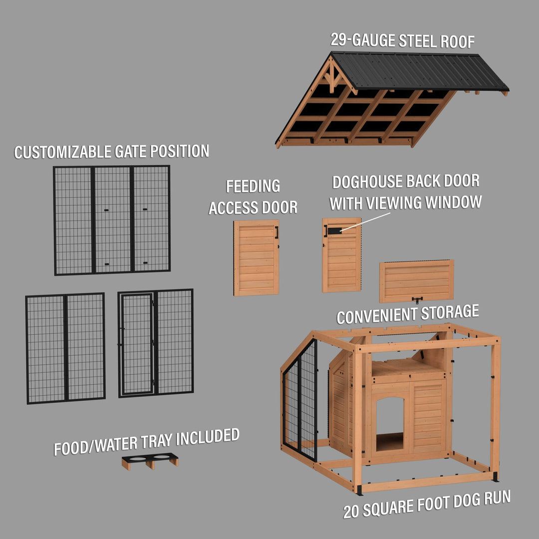 7'X5' Waggin' Retreat Cedar Wood Outdoor Dog Kennel
