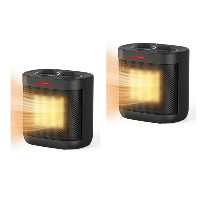 Small Space Heater for Indoor Use, PTC Electric Heater for Bedroom, 1000W Fast Heating with Thermostat