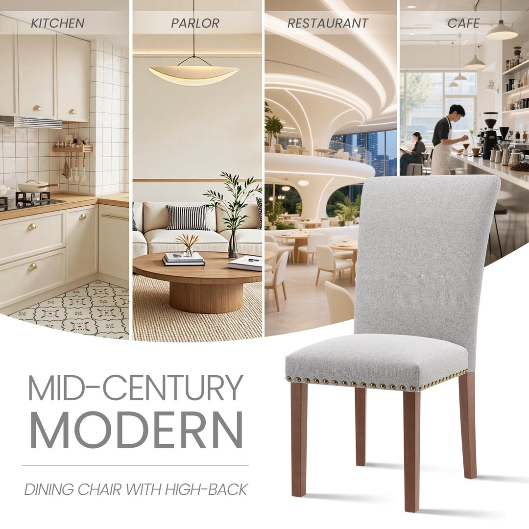 RENEWLINE Dining Chairs, Fabric with Nailhead Trim and Wood Legs