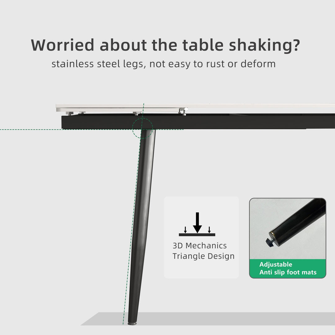 Glossy Slate 63"-95" Extendable Rectangle Dining Table - 94.4"W X 35.4"D X 29.5"H
