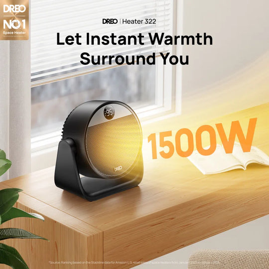 Portable Space Heater, 60° Adjustable Tilt Heater, 1500W Desk Heater for inside with Thermostat, 8 Safety Protections, 12H Timer, 3 Modes, Remote, Electric Heater for Home.