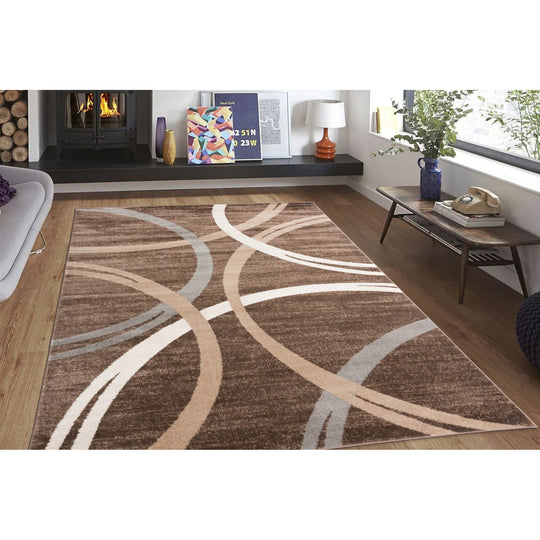 Contemporary Abstract Circles Design Area Rug