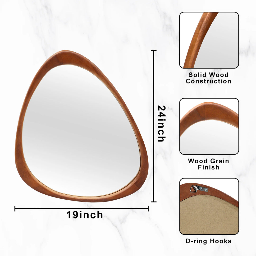 Irregular Mirror Asymmetrical Wood Wall Mirror