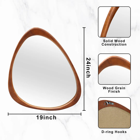 Irregular Mirror Asymmetrical Wood Wall Mirror
