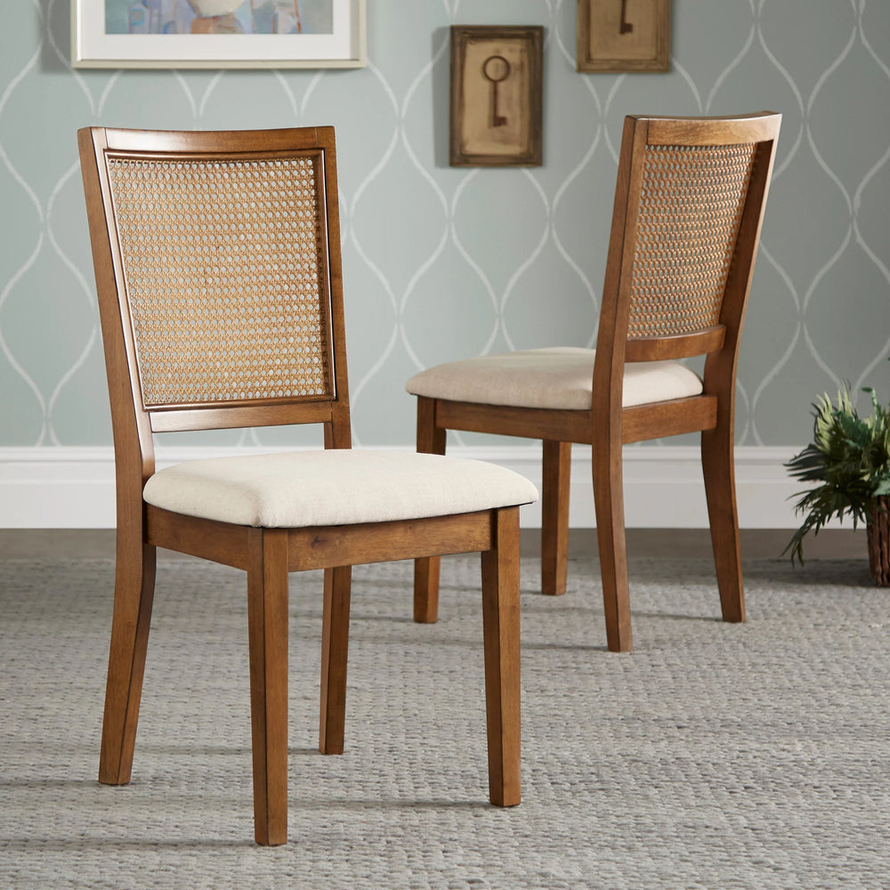 Eleanor Beige Linen Rattan Dining Chairs (Set of 2) by  Classic