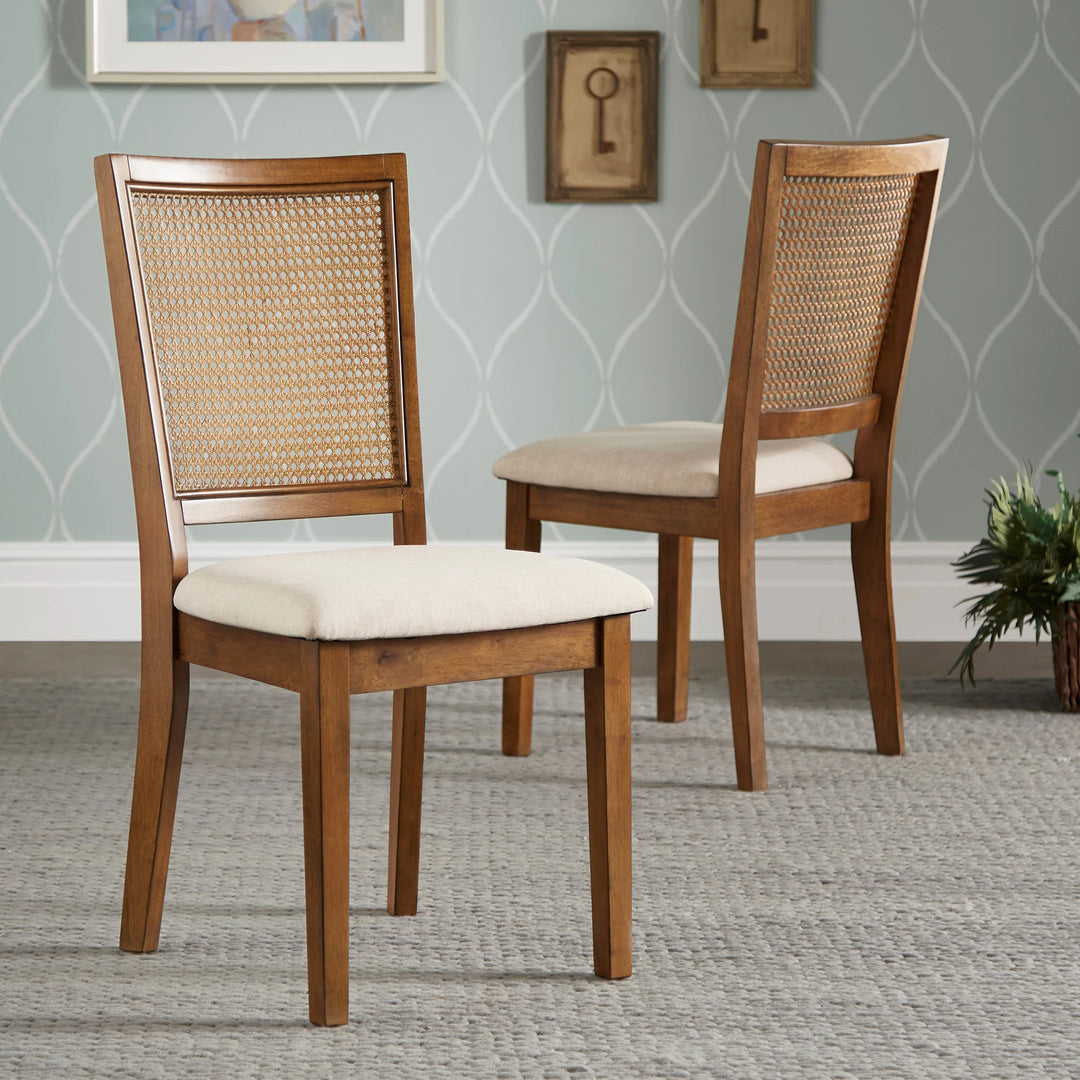 Eleanor Beige Linen Rattan Dining Chairs (Set of 2) by  Classic