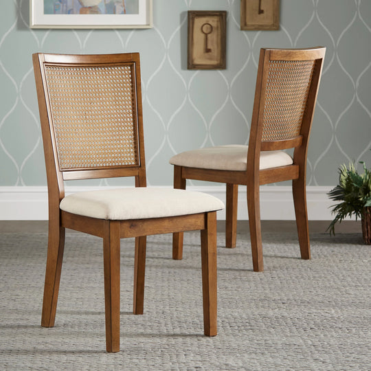Eleanor Beige Linen Rattan Dining Chairs (Set of 2) by  Classic