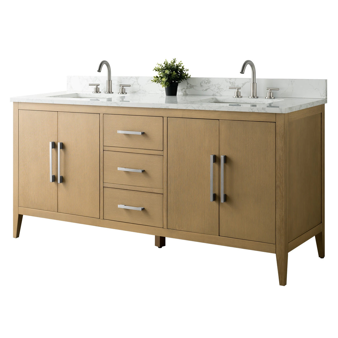 72" Double Sink Bathroom Vanity Cabinet with Engineered Marble Top