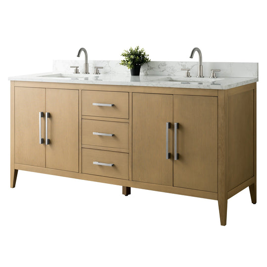 72" Double Sink Bathroom Vanity Cabinet with Engineered Marble Top