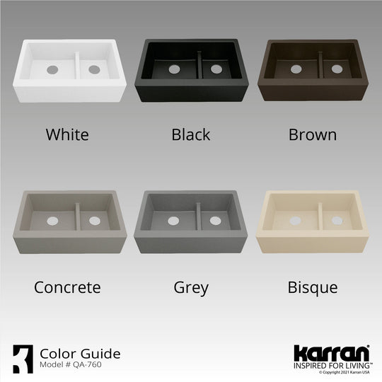 Farmhouse/Apron-Front Quartz Double Bowl Kitchen Sink