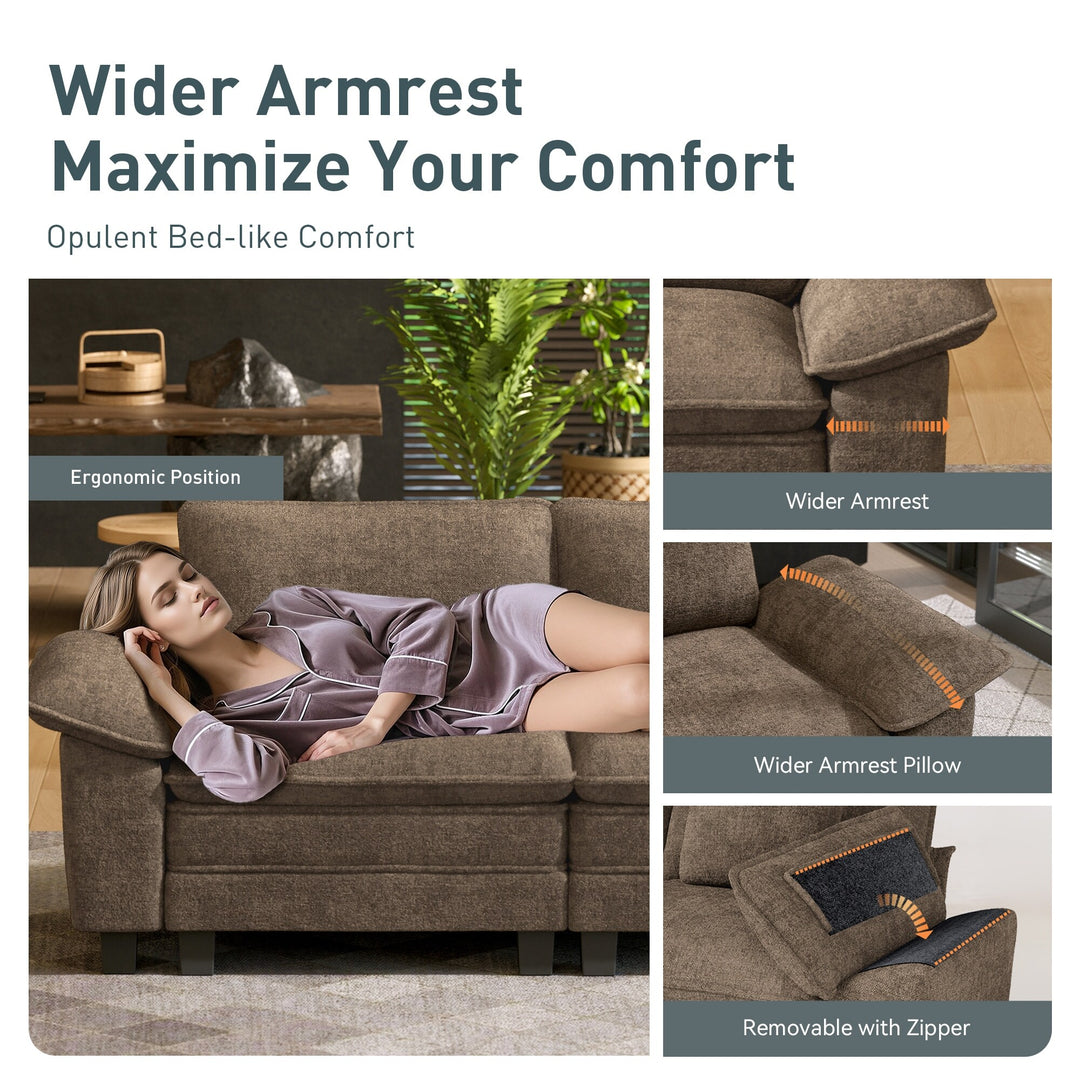 Cloud Modular Deep Seat Sofa, Chenille or Corduroy Sectional Couch with Removable Arms, 1–4 Seater