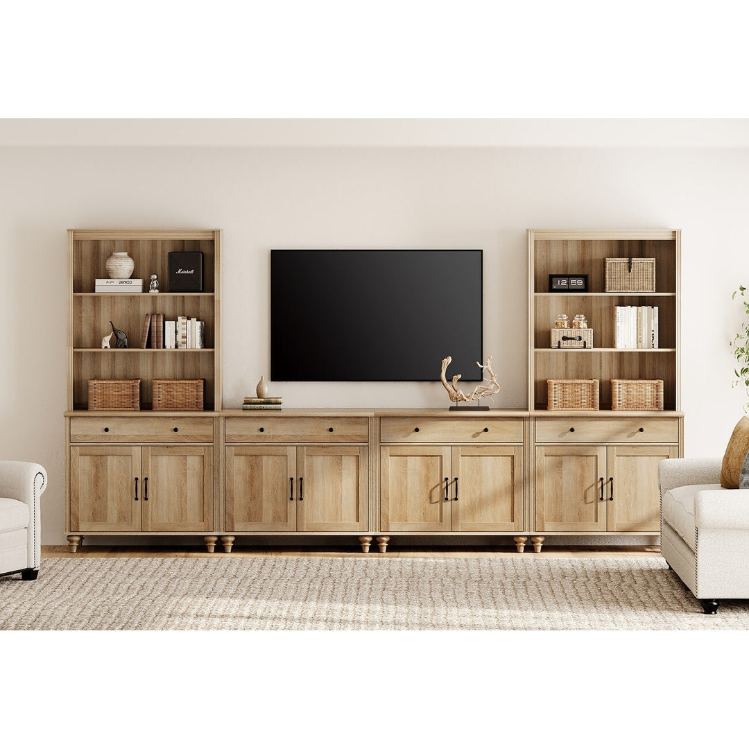 Entertainment Center with Bookshelves for Tvs up to 75", Oak