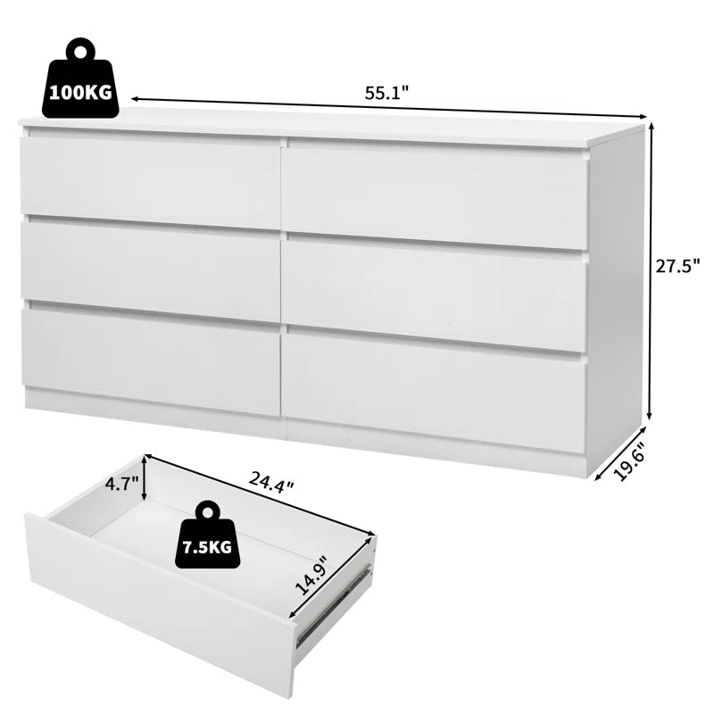 Charlan 6 Drawer 55" W Double Dresser