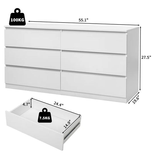 Charlan 6 Drawer 55" W Double Dresser