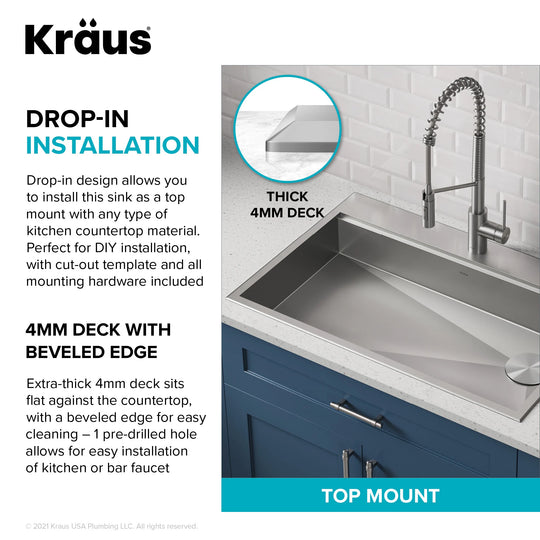 Kore Workstation Drop-In Stainless Steel Kitchen Sink