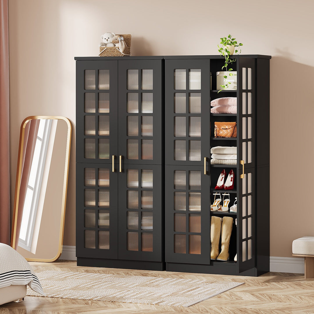 9-Tier Shoe Cabinet with Adjustable Shelves and Doors (71 Inches)