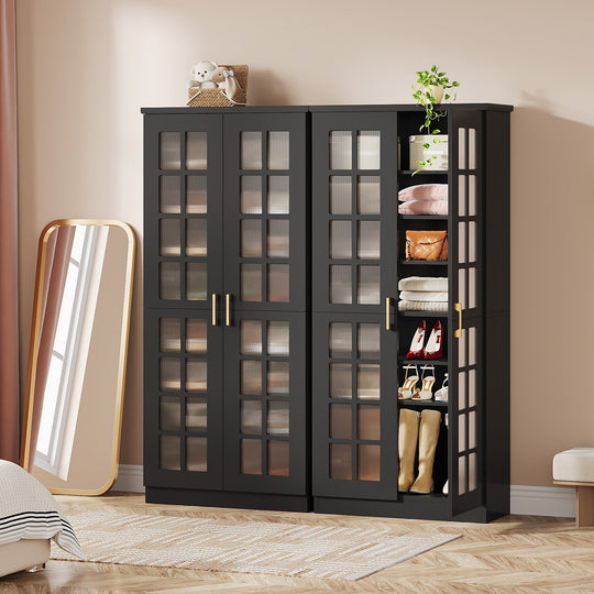 9-Tier Shoe Cabinet with Adjustable Shelves and Doors (71 Inches)