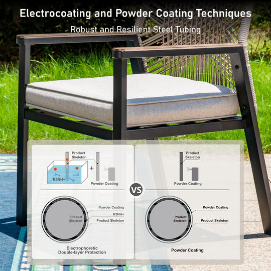 MAISON ARTS 5/7 Pieces Outdoor Dining Set, round Table and Woven Wicker Dining Chairs with Cushions