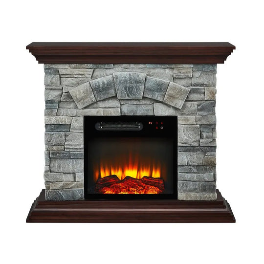 40 In. Faux Stone Freestanding Electric Fireplace - 40" in Width