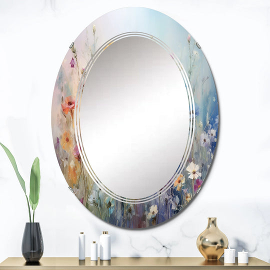 Designart "Wildflowers Blossoming Dreams" Floral Modern Wall Mirror