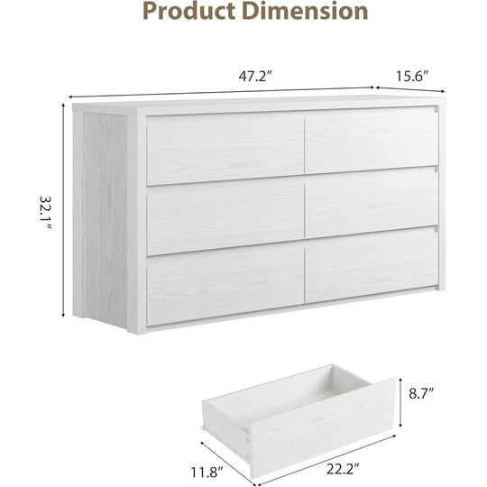 7-Drawer Dresser for Bedroom,Wide Wood Chest with Handle-Free Design,Modern Storage Cabinet for Living Room or Entryway