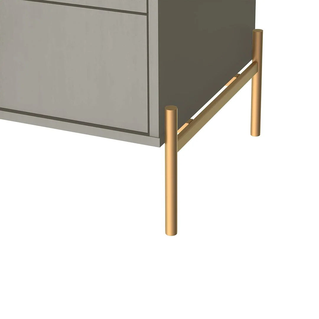 Jasper Nightstand with Steel Gold Legs in White Gloss